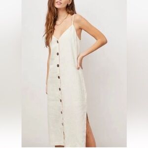 NWT Rails Dress 100% Linen Lizzie in Bisque lined adjustable straps-small